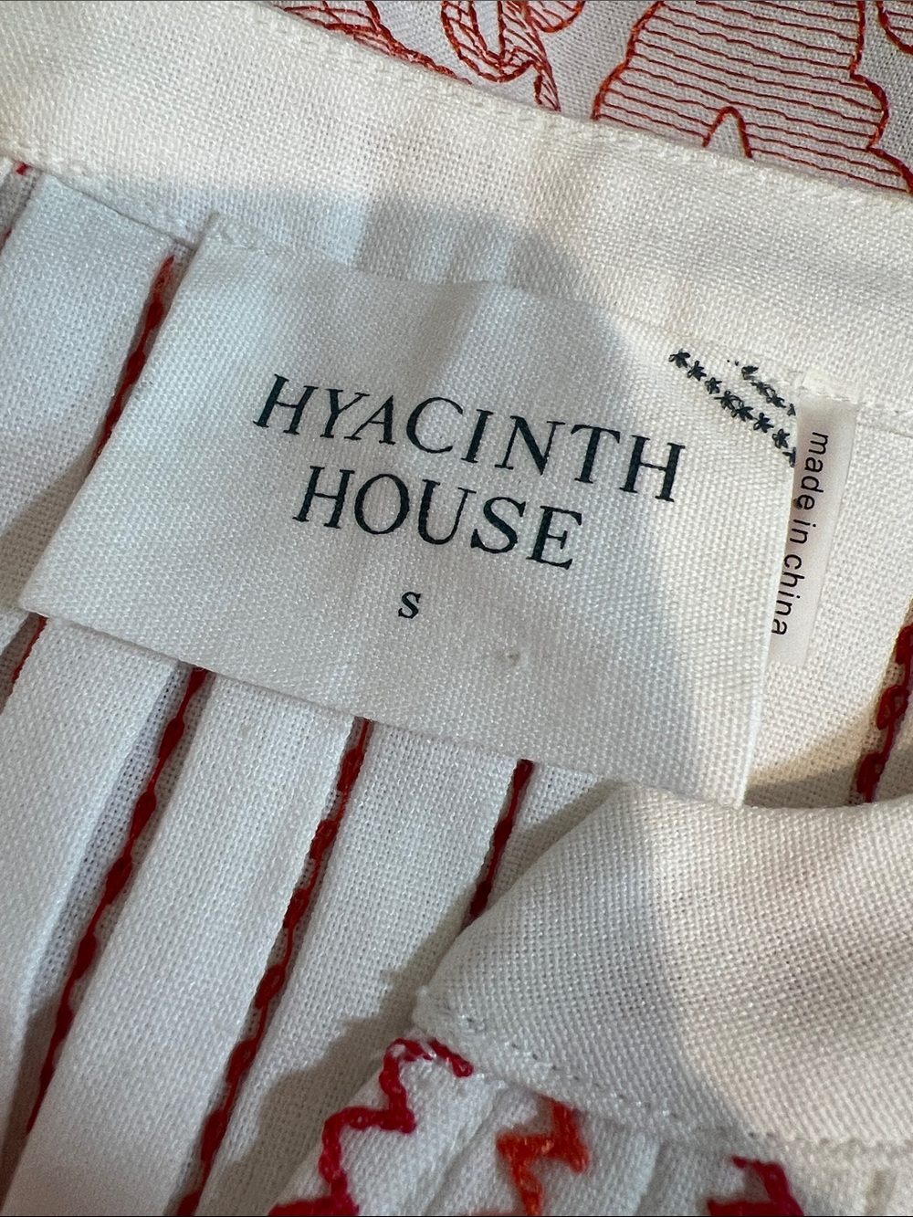 Hyacinth House White Midi Dress with Red Embroidered Detail. Size S. NWOT - Picture 10 of 10